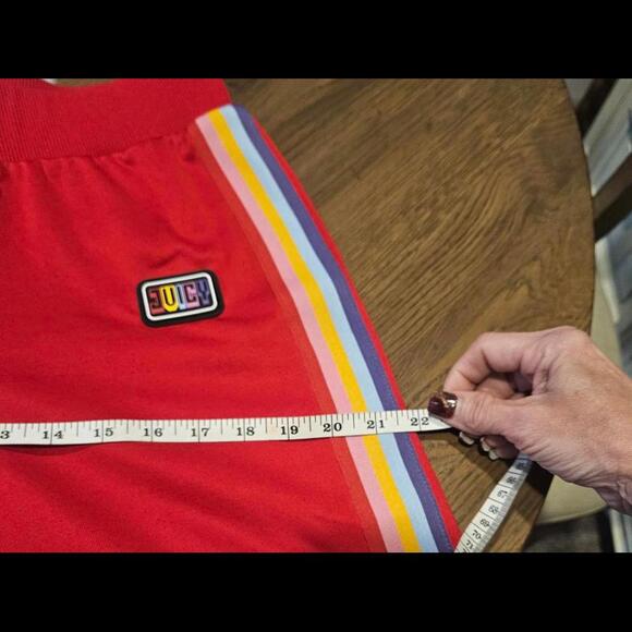 Juicy Couture Red Track Pants with Rainbow Stripes - Picture 8 of 9